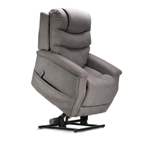 Fauteuil inclinable électrique à quatre moteurs pour personnes âgées avec appuie-tête, dossier, soutien lombaire et repose-jambes réglables, tissu gris