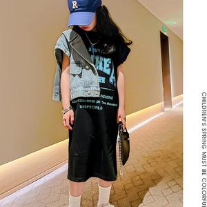 เดรสเสื้อยืดพิมพ์ลายแฟชั่นสำหรับเด็กผู้หญิง รุ่น KS0593 ชุดเดรสยาวสำหรับวัยรุ่นหญิง - Product Image 3