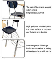 Chaise moderne et confortable avec bras en tube d'acier et meubles de bureau en bois et métal pour le bureau, l'école, la salle de formation pour les étudiants.