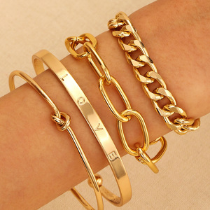Mylove Đồ Trang Sức Bán Buôn Phụ Nữ Vòng Đeo Tay Bộ 4Pcs 6 Mảnh Hợp Kim Vòng Đeo Tay Chuỗi Thời Trang Bangles Bộ Pulseras Mujeres - Product Image 3