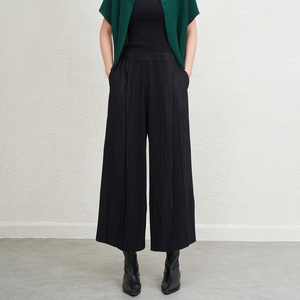 Vendite dirette in fabbrica da <span class=keywords><strong>donna</strong></span> nuovi <span class=keywords><strong>pantaloni</strong></span> pieghettati larghi lunghi fino alla <span class=keywords><strong>caviglia</strong></span> a vita alta <span class=keywords><strong>con</strong></span> chiusura elastica in vita per l'estate - Product Image 5