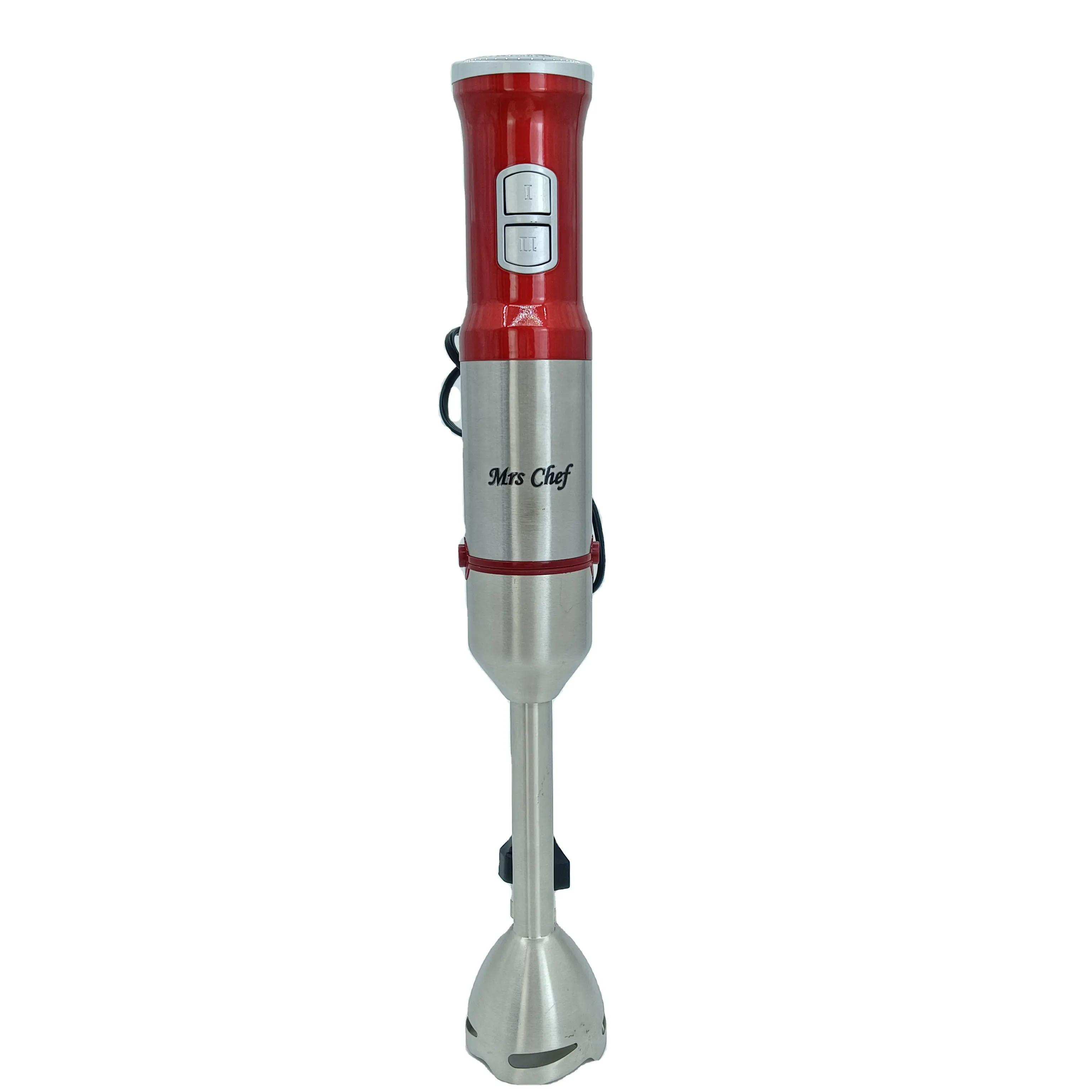 The new high-looking stainless steel hand blender with four blades is suitable for mixing soups, sauces and baby food.