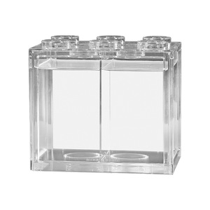 Miniatuur klein bureau-aquarium voor <span class=keywords><strong>betta</strong></span>'s, volledig transparant, milieuvriendelijk, niet-toxisch, rechthoekig, creatief bouwblok aquarium van plastic - Product Image 5