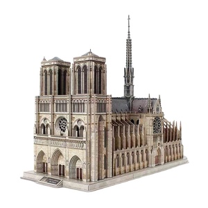 Haute qualité enfants cadeaux jeu bricolage jouet papier en bois Puzzle ville France bâtiment modèle Notre <span class=keywords><strong>Dame</strong></span> De Paris <span class=keywords><strong>3D</strong></span> Puzzle pour enfants cadeau - Product Image 2
