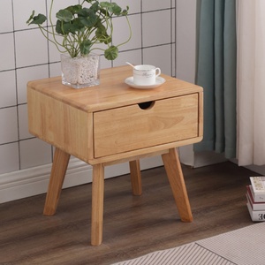 Table de chevet classique en bois naturel de haute qualité, avec un seul tiroir, table de chevet pour chambre à coucher, bois massif - Product Image 1