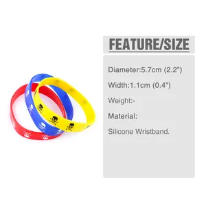 Pulseira de silicone personalizada, bracelete colorido com cabeça de caveira, popular, de borracha, esportes, crianças e adultos