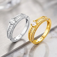 Ensemble de bagues de fiançailles QX à double couche en argent sterling 925, forme ovale, saphir blanc, empilables, pour femme, cadeau