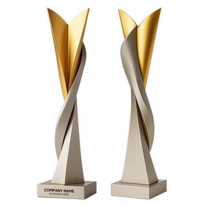 Custom Twisted Metal <b>Trophy</b> Set Gold/Silver Spiral Design Crystal Label Finish Durable Award for Corporate Events Sports - Product Image 4