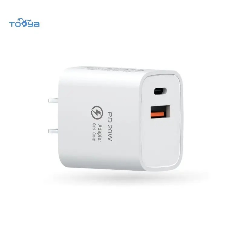 Fast delivery QC 3.0 Quick Charger Tooya 20W USB dual port QC PD FCP Wall Charging Adapter for Mobile Phone Fast Charger