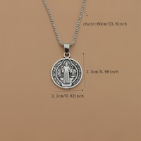 Pendentif Crucifix Saint Benoît Tendance en Acier Inoxydable, Breloque Croix Argent Vieilli, Collier Religieux Vintage DIY Gothique Catholique