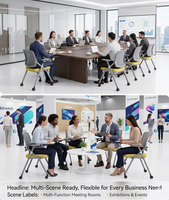 Chaise de conférence pliable avec roulettes pivotantes, design empilable, structure métallique, personnalisable pour bureaux, salles de formation et salles de conférence