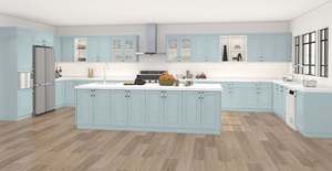 Muebles de Cocina de Alta Gama Estilo Shaker con Acabado en Laca Azul Tiffany, Estilo Americano Moderno, con Isla de Piedra - Product Image 6