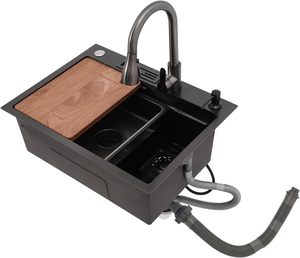 Évier de <span class=keywords><strong>cuisine</strong></span> Sus 304 en acier inoxydable noir grand bol unique sous les meubles d'évier de montage - Product Image 3