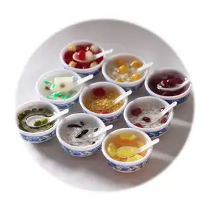 Mini 1/6 Skala Miniatur Dollhouse Cina Sirup Noddle Bowl untuk Boneka Makanan Bermain Dapur Mebel Mainan