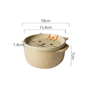 Bol à nouilles japonais Shiba Inu Bubble de dessin animé, bol domestique à double <span class=keywords><strong>oreille</strong></span> en céramique, grande capacité - Product Image 6