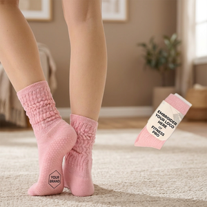 Chaussettes courtes roses en coton et fibre de bambou, tricotées, couleur unie, respirantes, pour usage quotidien, pour adultes, saison automne - Product Image 1
