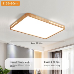 Plafonnier en bois rond carré moderne pour salon chambre à coucher Décoration simple Lampe de plafond en bois LED - Product Image 4