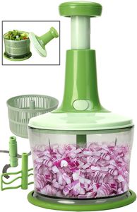 Mini picadora manual de prensa manual, cuchilla de plástico, accesorios de cocina, licuadora, cortador de ajo, verduras, frutas, ajo, jengibre, cebolla - Product Image 4