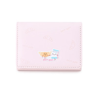 Dompet Kartu Wanita Tailian Model Sederhana Tahan Air dengan Kancing, Lucu Bergambar Kartun, Bahan PU Polyester Pendek, Multifungsi