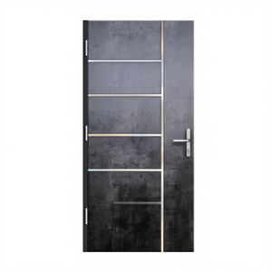 Ligne de béton moderne |   Porte en PVC grise industrielle horizontale avec panneau latéral en verre pour usage scolaire extérieur - Product Image 1