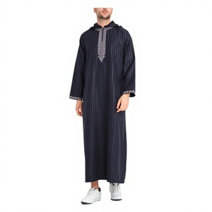 Nouvelle Djellaba Kaftan à Rayures avec Capuche pour Hommes 2026, avec Poches, Thobe Musulman pour Hommes en Polyester, En Stock, Fabriqué au Pakistan - Product Image 2