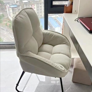 Chaise de bureau rembourrée en crème, dossier haut, chaise de bureau pour salon, studio de beauté - Product Image 4