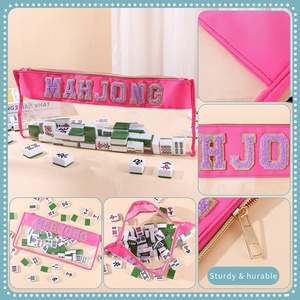 21 x 9 Zoll wasserdichte PVC-Mahjong-Aufbewahrungstasche, Nylon-Flachreißverschluss-Mahjong-Tasche, bestickte Mahjong-Steine-Aufbewahrungstaschen - Product Image 2
