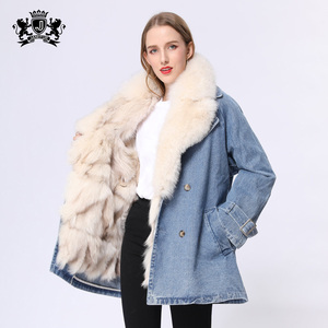 Cappotto di jeans di jeans con collo di pelliccia di volpe di design caldo per le donne invernali - Product Image 5