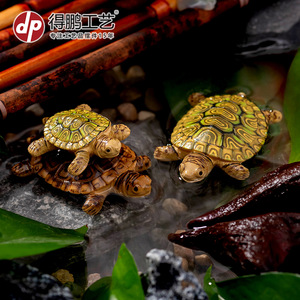 Figura de tortuga flotante realista de resina, adorno en miniatura para estanque, decoración para pecera, rocalla, bonsái, patio - Product Image 4