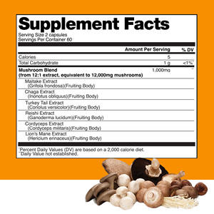 Complejo de Hongos OEM ODM 120000MG por Porción, Mejora la Energía, la Concentración, el Sistema Inmunológico, Apoyo Diario para la Claridad Mental y la Concentración - Product Image 2