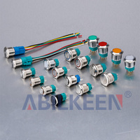 Interrupteurs à bouton-poussoir momentanés en acier inoxydable 1NO1NC 16mm 19mm 40mm, avec anneau de verrouillage lumineux LED, bouton-poussoir plat en métal