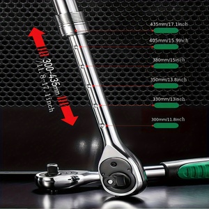 Set Kunci Soket Ratchet Baja Torsi Tinggi 1/43/8,1/2 Inci dengan Gagang Ekstensibel, 72 Gigi, Lepas Cepat, dan Dapat Dibalik - Product Image 4