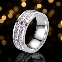 Bague de mariage unisexe en acier inoxydable et titane, style Ins, luxe léger français, avec zircon étoilé, couleur or rose, résistante au ternissement