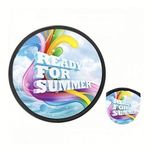 Customized Full Color Diy Printed Pop up Round Hand Fan Flexible Foldable Nylon Flying Disc Fans Pouch with Logo - Product Image 1