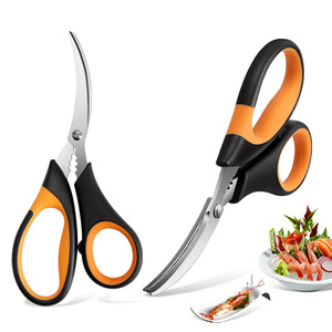 Stainless Steel Seafood Scissors Orange Black Handle Heavy Duty Kitchen Shrimp Peeling Crab Lobster Cutter - Product Image 1
