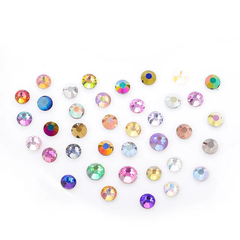 2404 flat crystal glass rhinestone round magic nail drill DIY paste jewelry manufacturers wholesale