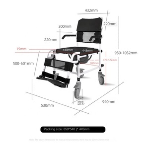 Sedia WC Mobile <span class=keywords><strong>con</strong></span> <span class=keywords><strong>Ruote</strong></span> per Anziani e Donne in Gravidanza, Ausilio per Terapia Riabilitativa in Alluminio, Sedia a Rotelle per Doccia - Product Image 2