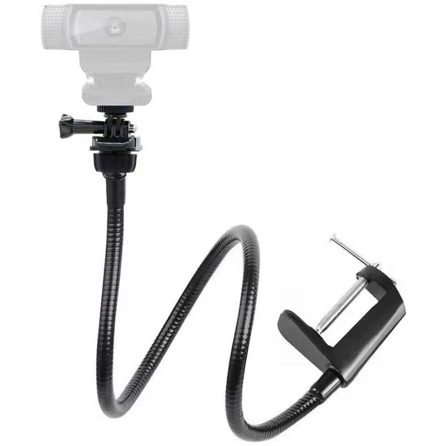 Kitway Adjustable Long Arm Clip Stand Jaw Camera Clamp Bracket with Flexible Gooseneck Desktop Goose Neck Cell Webcam Holder