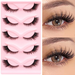 5 Pairs Cat Eye <b>Strip</b> False Eyelashes Thick Oblique Winged Natural Lash Set - Product Image 3