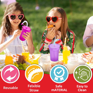 Tùy chỉnh 380ml cấp thực phẩm PP nhựa du lịch Tumbler tái sử dụng cốc cà phê drinkware có thể gập lại đàn hồi rơm trong suốt cốc rơm - Product Image 5