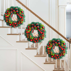 YUELIAN Colorful Reindeer EYL Pinecone Bow Garland <b>Artifical</b> Christmas Wreath for Xmas Party Atmosphere Decorations - Product Image 4