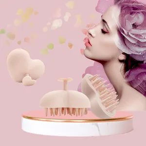 New Product 3D Sweet Heart Shape Design Fit Hand Well Solid Sturdy Soft Silicone Airbag Shampoo Brush Head Scalp Massager Brush