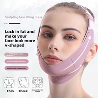 Masque de sommeil sculptant le visage à ions négatifs, en polyester respirant, avec sangle liftante pour double menton et rides nasogéniennes