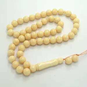 Saudi Arabia Popular Resin Ivory 10mm Round 45pcs Tesbih Sibha Islamic Prayer Beads Muslim Rosary Tesbih With Tassel