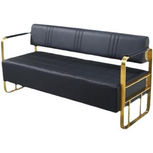 Canapé d'attente de salon de beauté en acier inoxydable personnalisé moderne, long banc, chaises d'attente de barbier, mobilier de shampooing, zone d'attente - Product Image 1