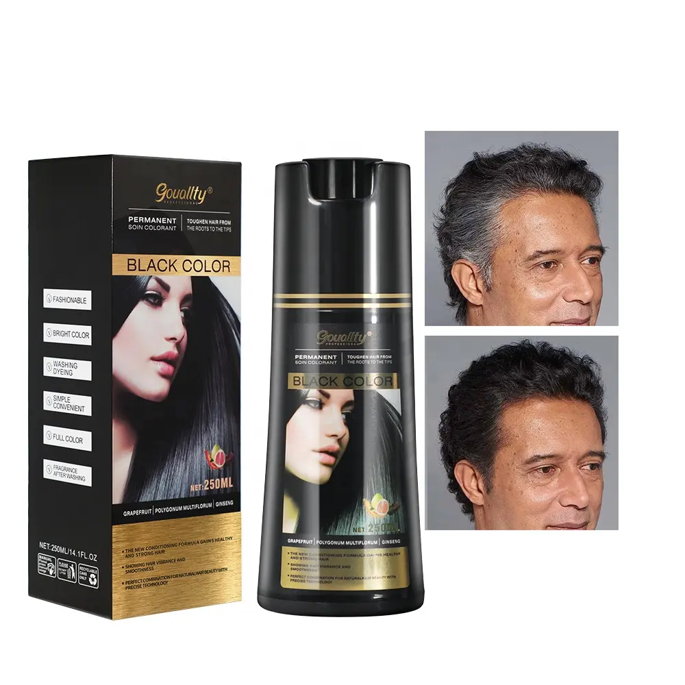 2-IN-1 Formula naturale tinture per capelli marrone colore nero Shampoo per capelli grigi