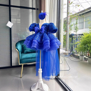 Vestito <span class=keywords><strong>da</strong></span> <span class=keywords><strong>Principessa</strong></span> per Bambine 3-8 Anni, Tutu Viola con Paillettes, Pizzo e Fiocco, per Feste di Compleanno - Product Image 2