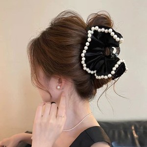 Pince à cheveux requin en velours français avec nœud et accessoires en plastique, 13 cm, élégante, pour bal de promo, pour femmes - Product Image 2