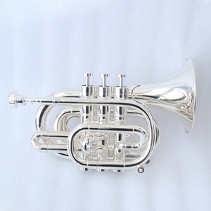 <span class=keywords><strong>Trompeta</strong></span> <span class=keywords><strong>de</strong></span> Bolsillo <span class=keywords><strong>Profesional</strong></span> Bb Plateada con Válvulas <span class=keywords><strong>de</strong></span> Monel, Boquilla 7C y Estuche <span class=keywords><strong>de</strong></span> Plástico OEM - Product Image 1