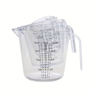 Juego de Tazas Medidoras de Plástico sin BPA con Boquilla, en Varios Tamaños: 5 oz, 10 oz, 20 oz, 32 oz, para Medir Líquidos - Product Image 1